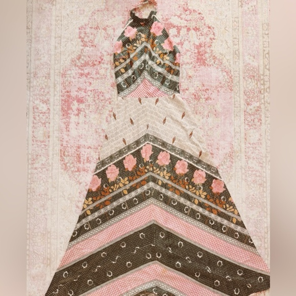 Saba, Woman’s Cream and Brown Patterned Dress